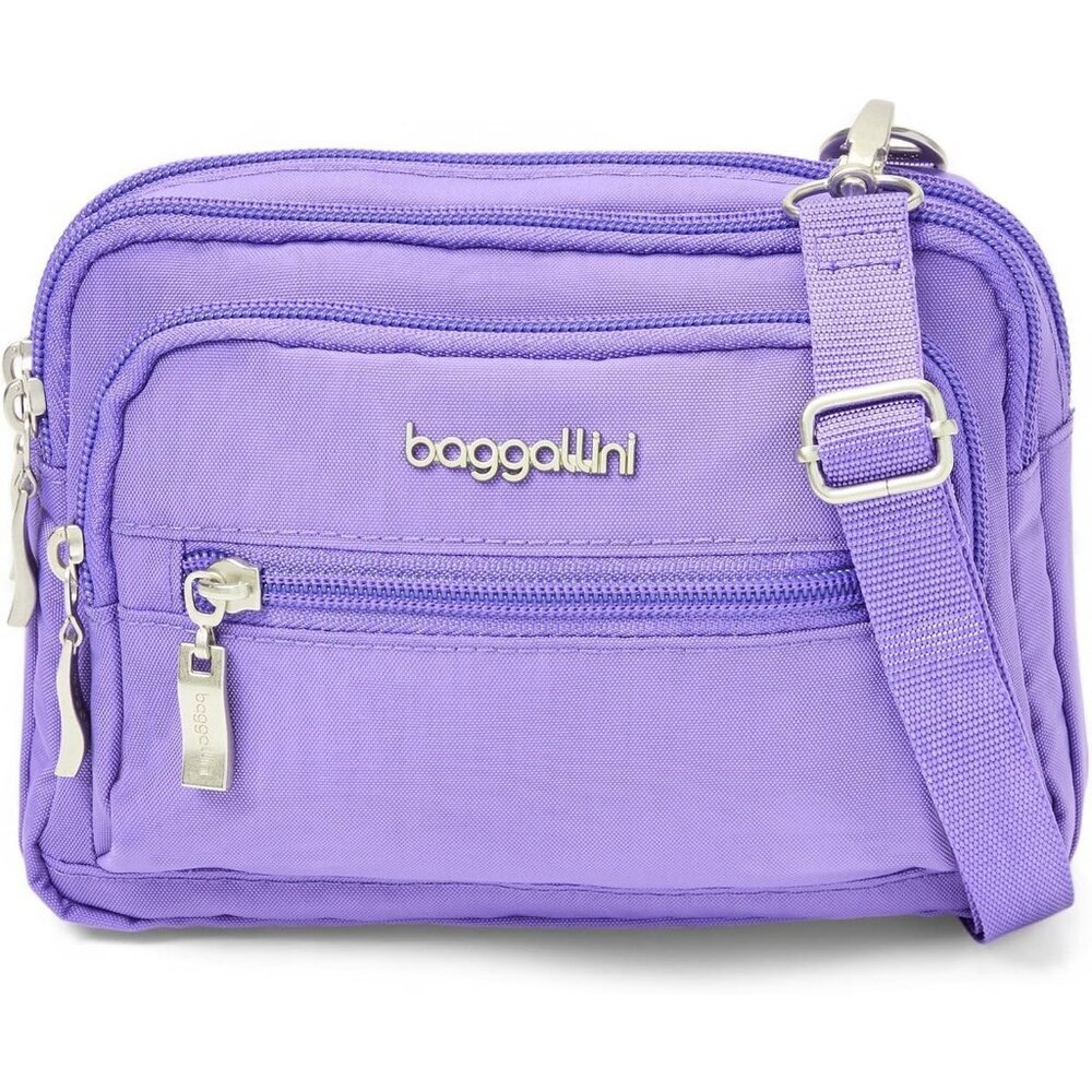 〽️Women’s Lavender Triple Zip Small Crossbody Bag Lightweight Convertible Belt